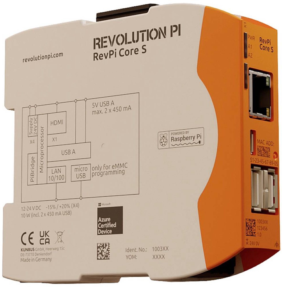 Revolution Pi by Kunbus RevPi Core S 16 GB PR100360 Module de commande 24 V/DC