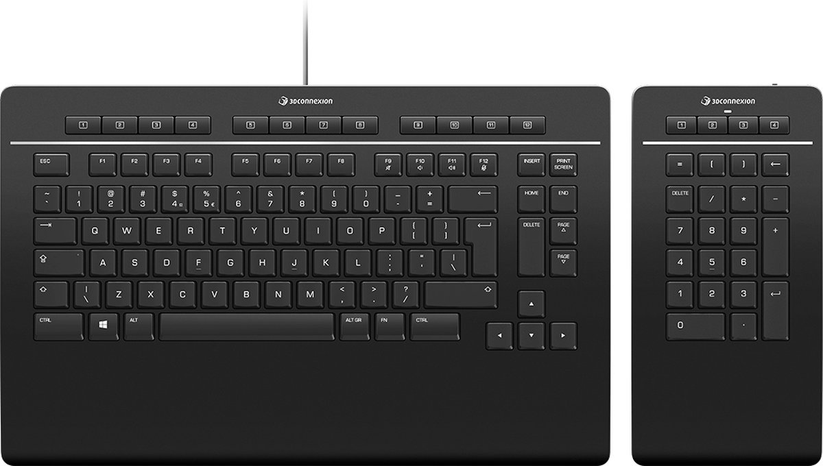 3Dconnexion Keyboard Pro with Numpad - Tastatur & Numerisk sæt - Tysk - Sort