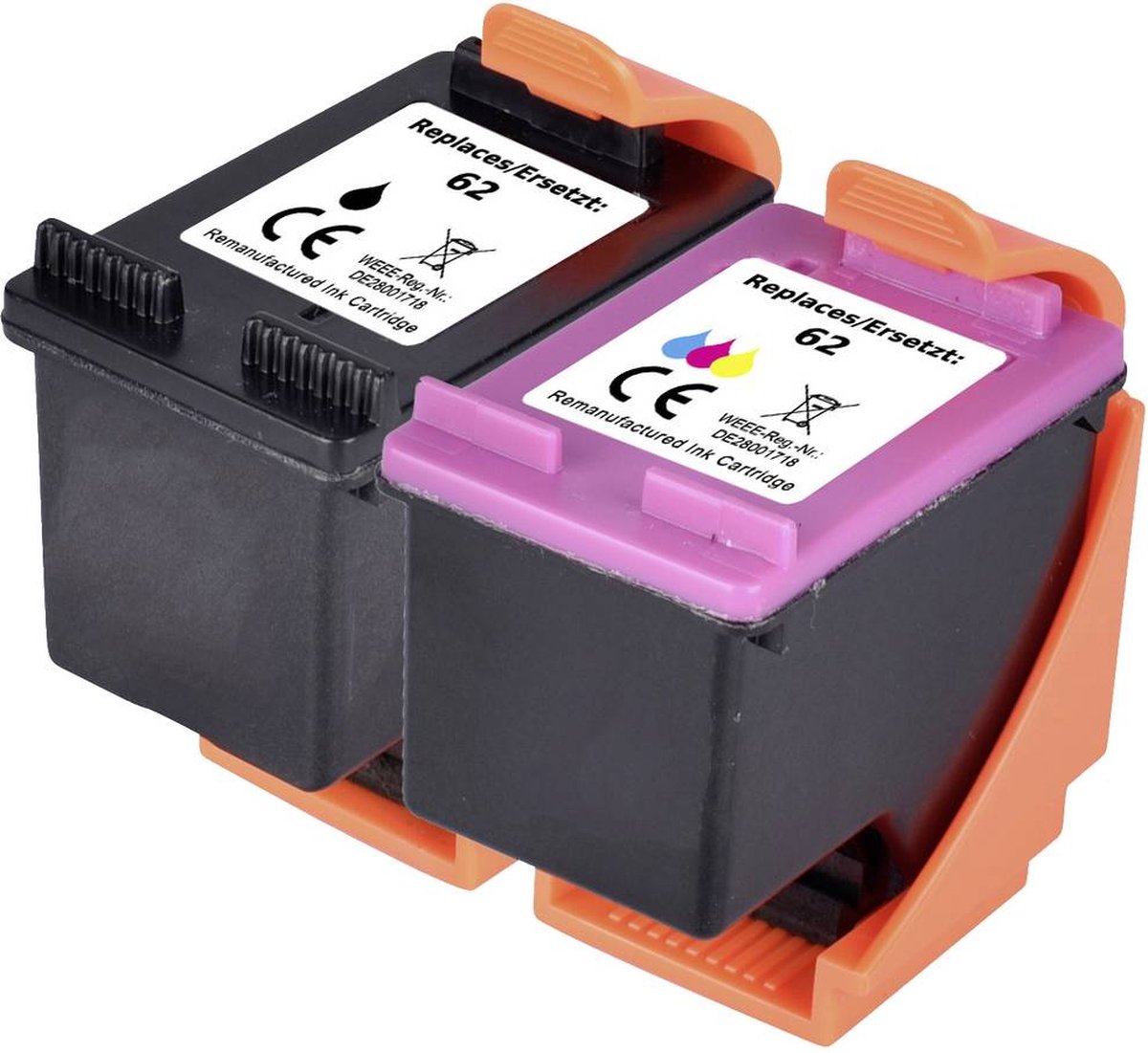 Renkforce Encre remplace HP 62, N9J71AE, C2P04AE, C2P06AE compatible pack bundle noir, cyan, magenta, jaune RF-5705430