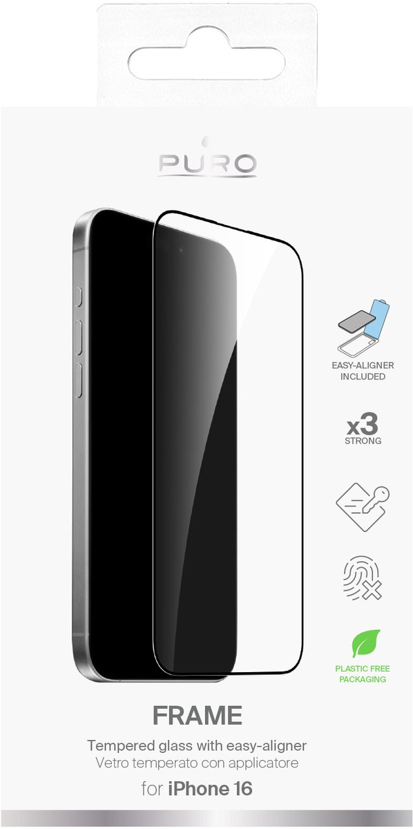 Puro Tempered Glass - iPhone 16 Frame