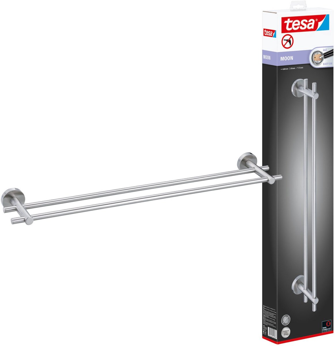tesa MOON Porte-serviettes colle métal