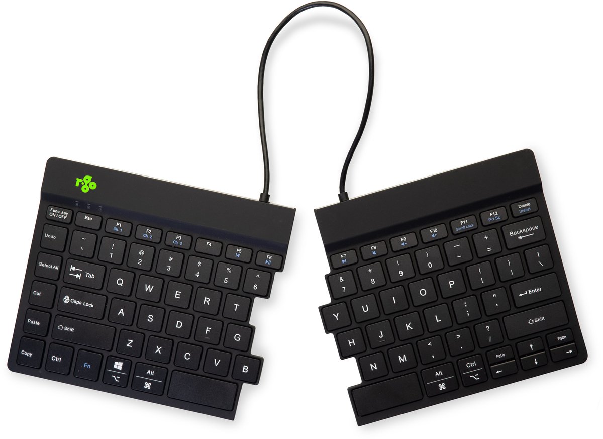 R-Go Tools R-Go Split Break - keyboard - with integrated break indicator - QWERTY - US - black - Tastatur - Amerikansk engelsk - Sort