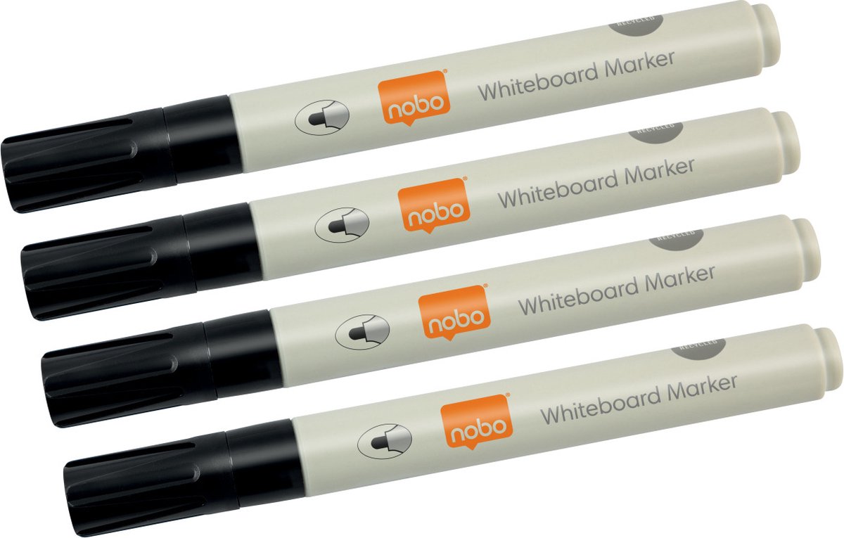 Nobo Whiteboard markere, rund spids - 4 stk