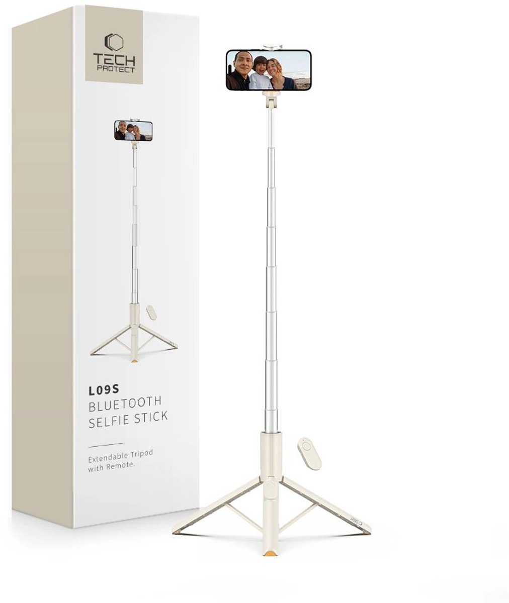 Tech-Protect Selfie Stick L09S with Tripod - Beige