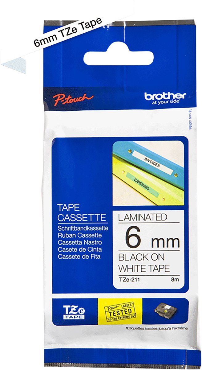 Brother TZE211 - black on white Roll (0.6 cm x 8 m)