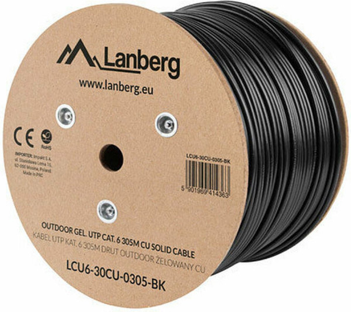 Lanberg bulk cable - 305 m - RAL 9004 black - Sort - 305m
