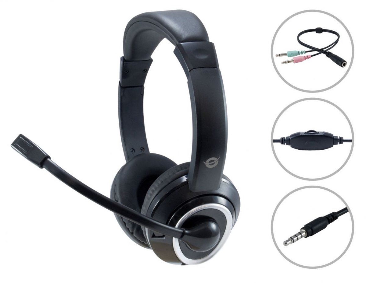 CONCEPTRONIC Headset Klinke Kabel.Mikro.Fernb. Ste