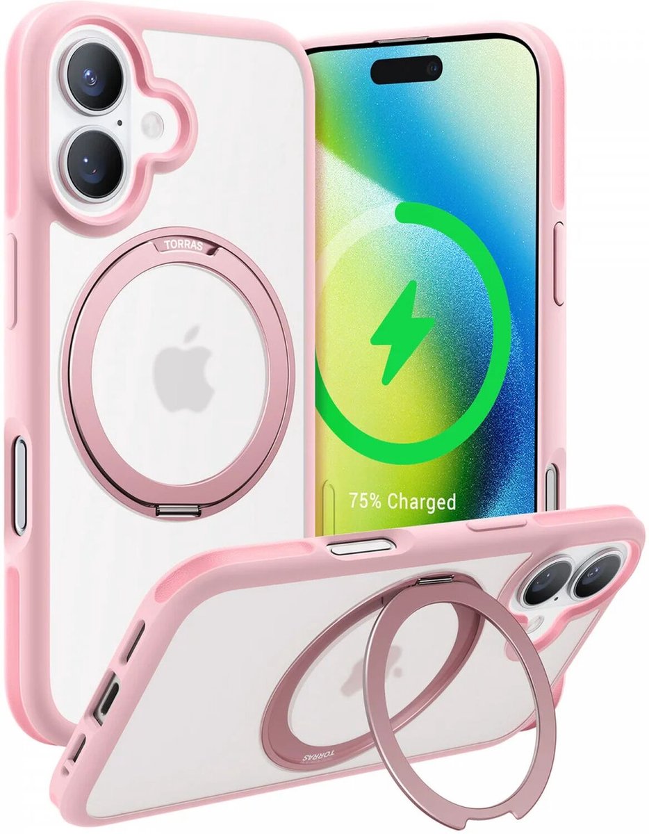 Torras Ostand R Fusion Case for iPhone 16 (Pink)