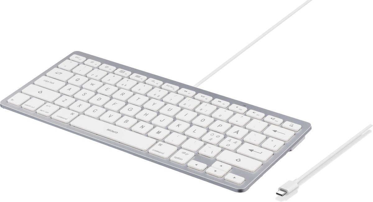 Deltaco USB-C Keyboard for iOS/MacOS - Tastatur - Uden Numpad - Nordisk - Sølv