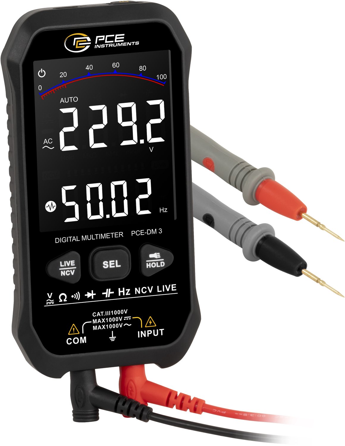 PCE Instruments PCE-DM 3 Multimètre numérique enregistreur de données CAT III 1000 V Affichage (nombre de points): 9999