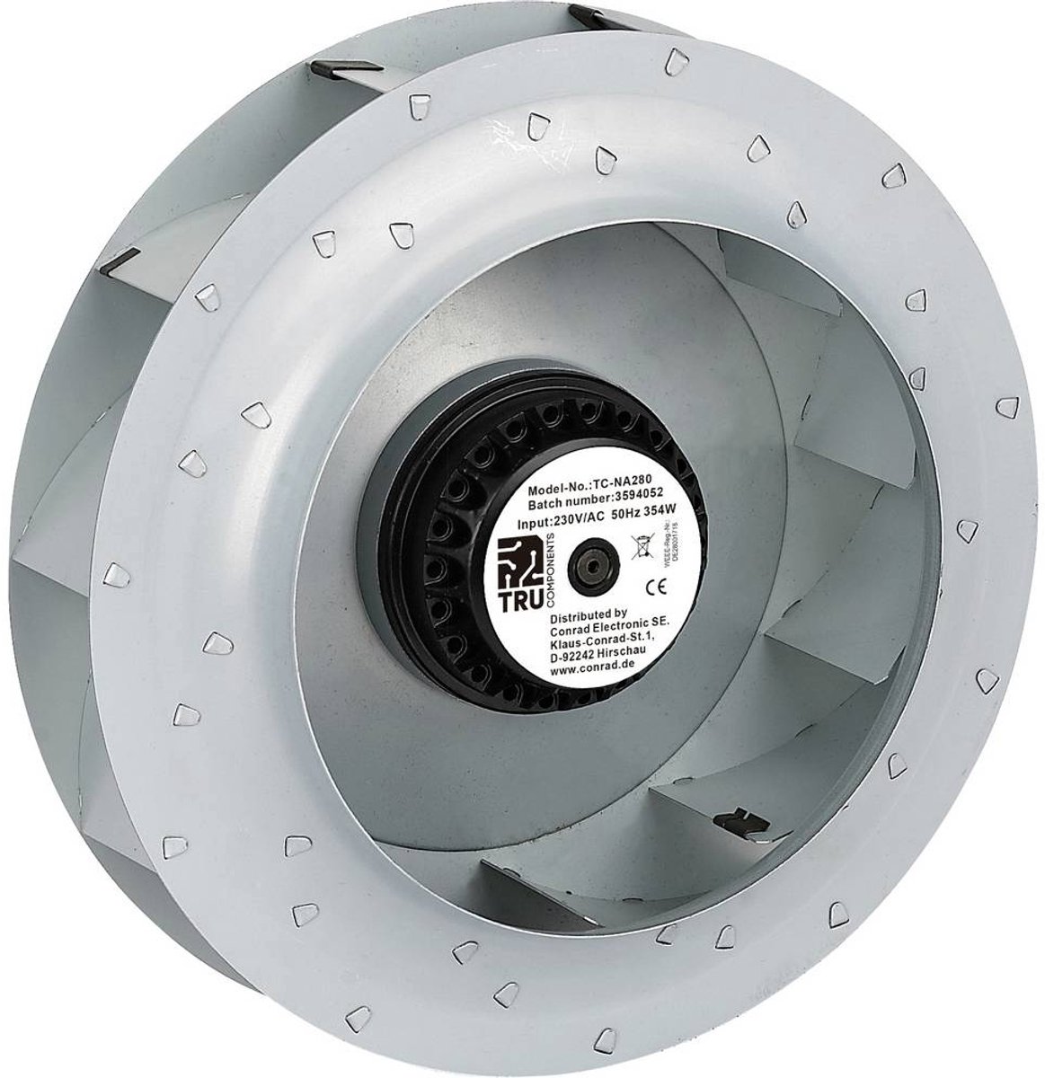 TRU COMPONENTS TC-NA280 Ventilateur radial 230 V/AC 2010 m³/h (Ø x H) 281 mm x 99 mm