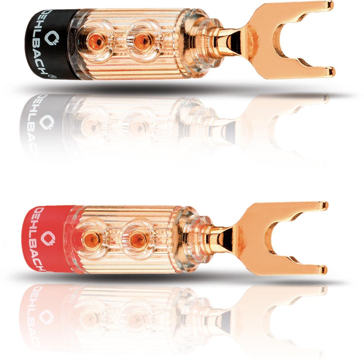 Fiche haut-parleur mâle, droit Oehlbach 3033 or, rouge, noir 4 pc(s) Piece