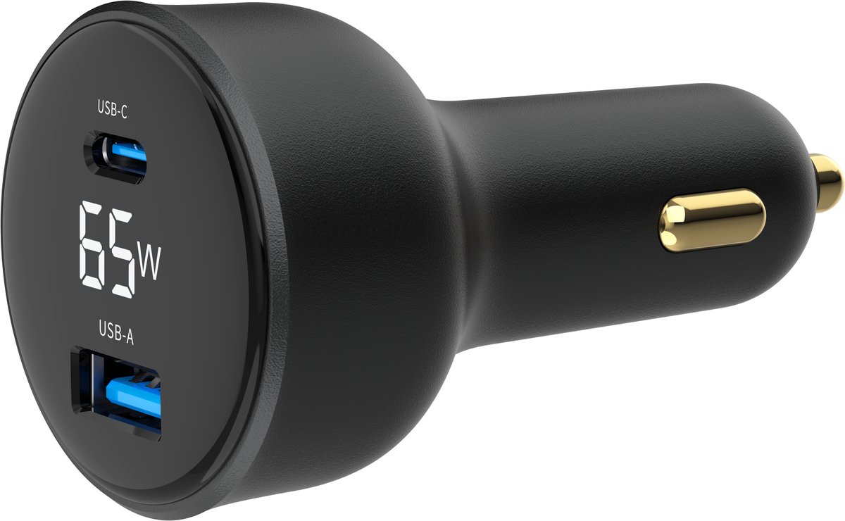 Gembird Car Power Adapter with LCD display - USB Type-C PD - 65W