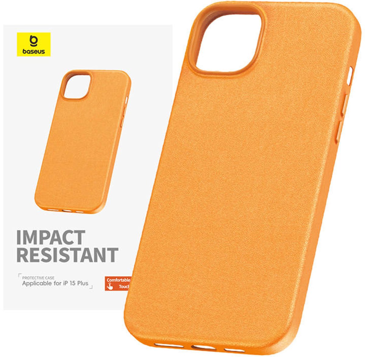 Baseus Phone Case for iPhone 15 Plus Fauxther Series (Orange)