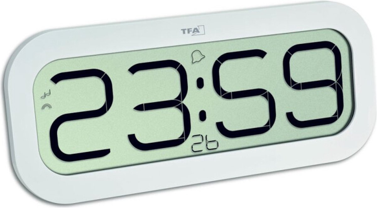 Horloge murale TFA Dostmann 60.4514.02 radiopiloté(e) 2.8 cm x 32.1 cm x 14 cm blanc grand écran