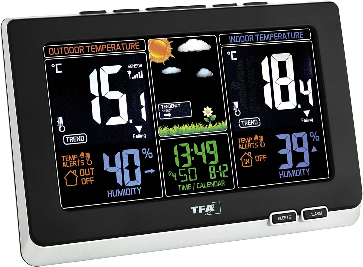 Station météo radiopilotée numérique TFA Dostmann 35.1129.01 noir (mat)