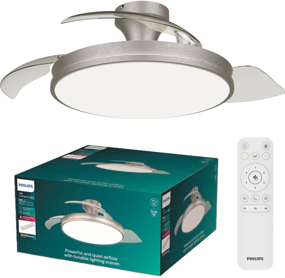 Philips LED Atlas Ventilateur de plafond 28 W avec télécommande, variable