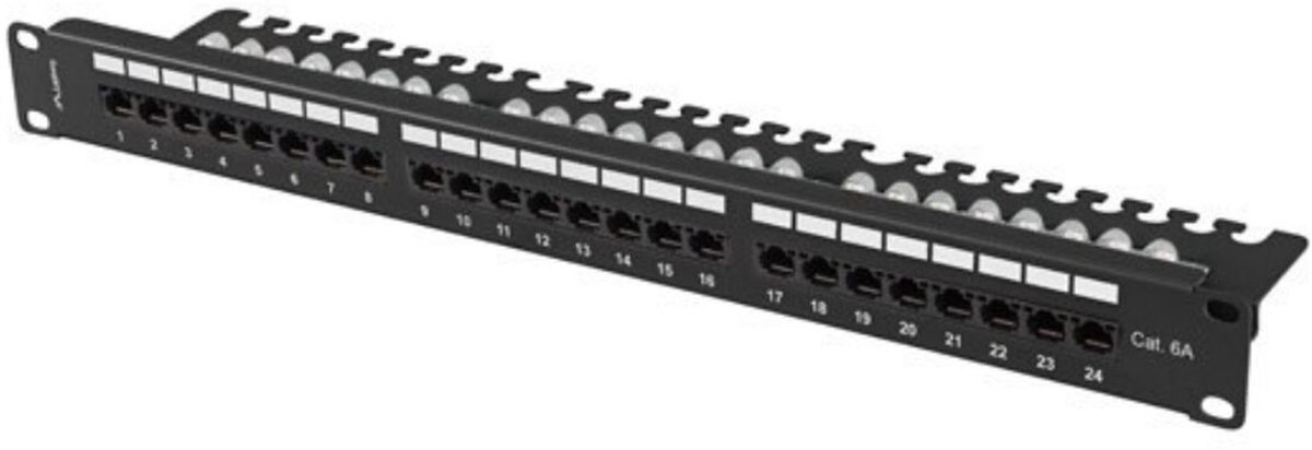 Lanberg Patch Panel 24-Port 1U 19" CAT.6A UTP w/ Cable Organizer Black