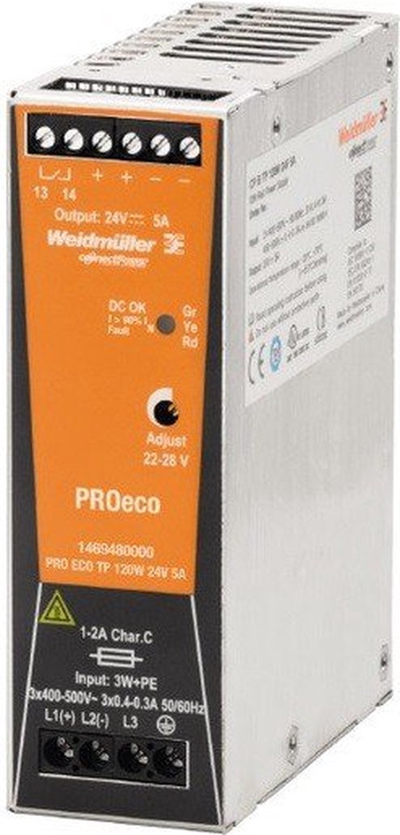 Alimentation rail DIN Weidmüller PRO ECO 120W 24V 5A 28 V/DC 5 A 120 W
