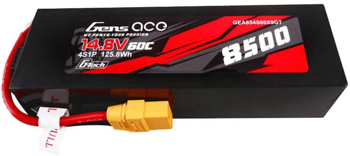 Gens ace &Tattu G-Tech 8500mAh 14.8V 60C 4S1P Lipo Battery Pack PC Material Case with XT90 plug