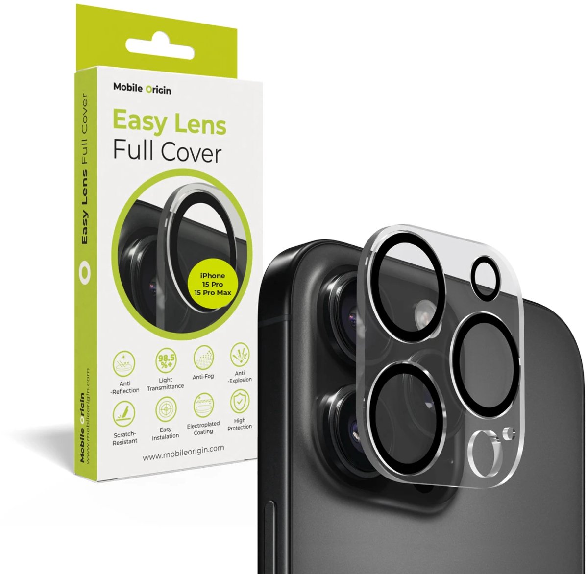 Mobile Origin Easy Lens full cover - clear - iPhone 15 Pro / 15 Pro Max