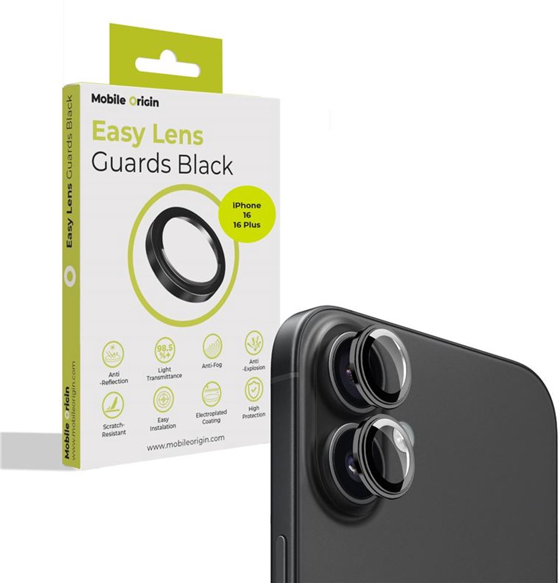 Mobile Origin Easy Lens guards - black - iPhone 16 / 16 Plus