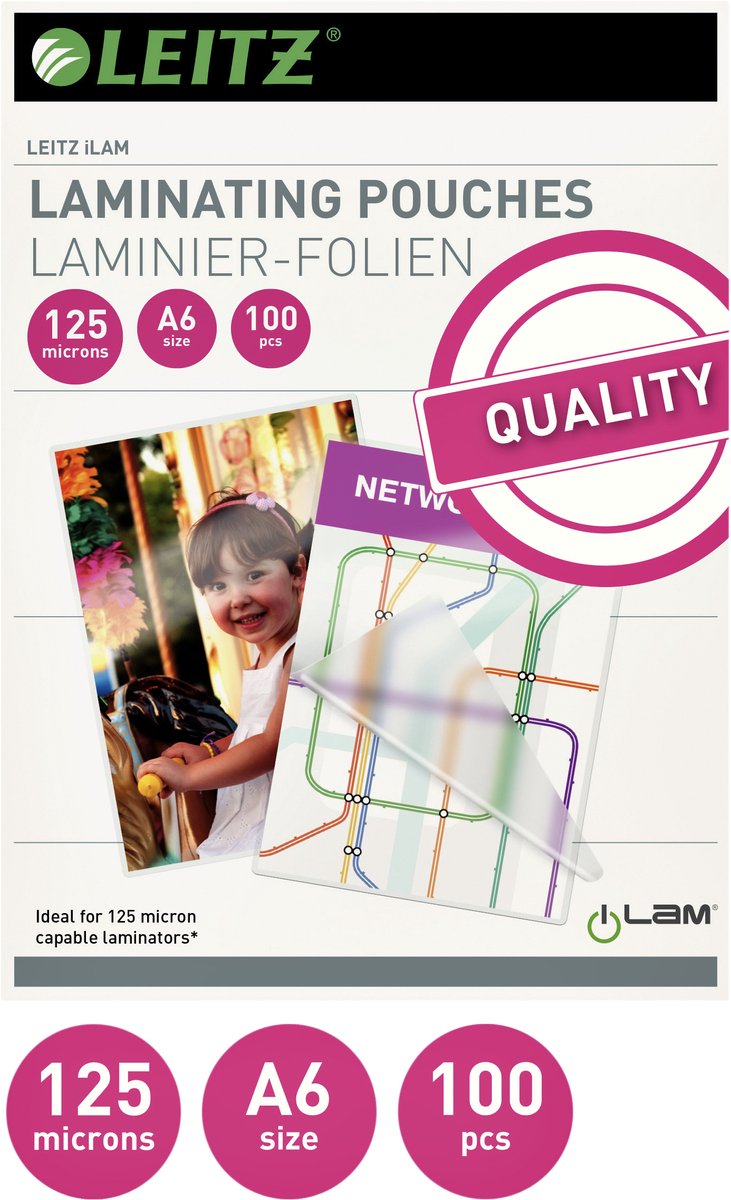 Leitz Lamineringslomme A6 125 mic. pk/100