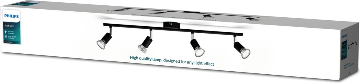 Philips Limbali bar/tube black 4x50W 230V