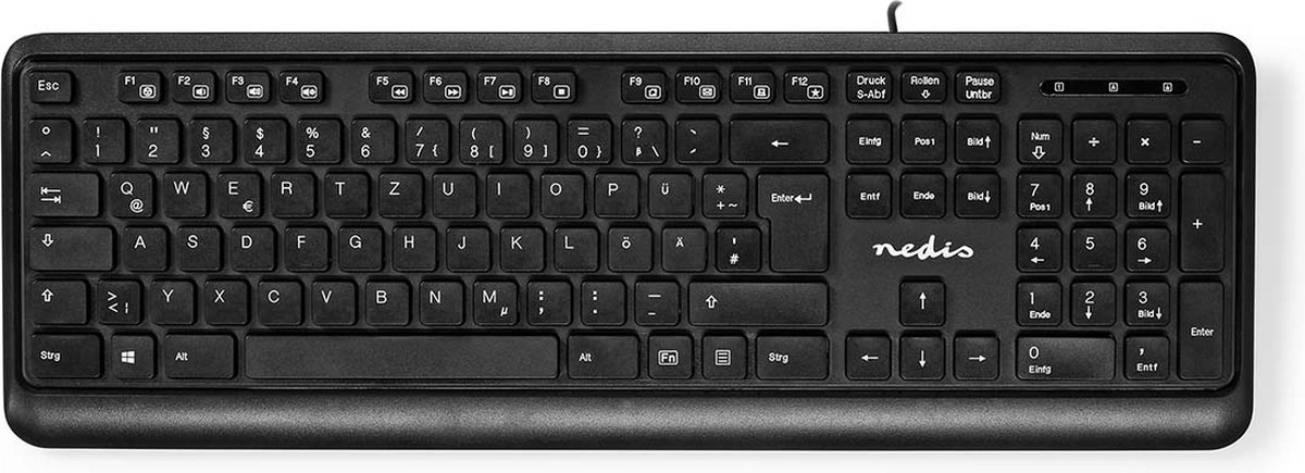 Nedis - keyboard - QWERTZ - German - black - Tastatur - Tysk - Sort