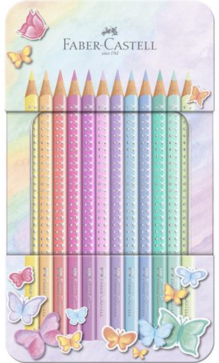 Faber-Castell Sparkle tinæske pastelfarver 12 ass farver