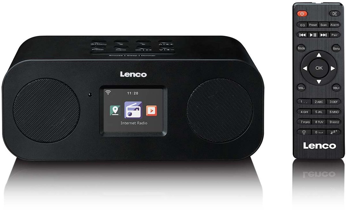 Lenco DIR-121BK Radio de table Internet DAB+ Bluetooth, FM, DAB+, radio internet, WiFi fonction réveil noir