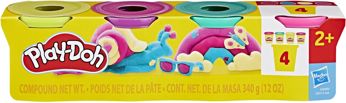 Play-Doh Vibrant 4 Pack Solid 340G