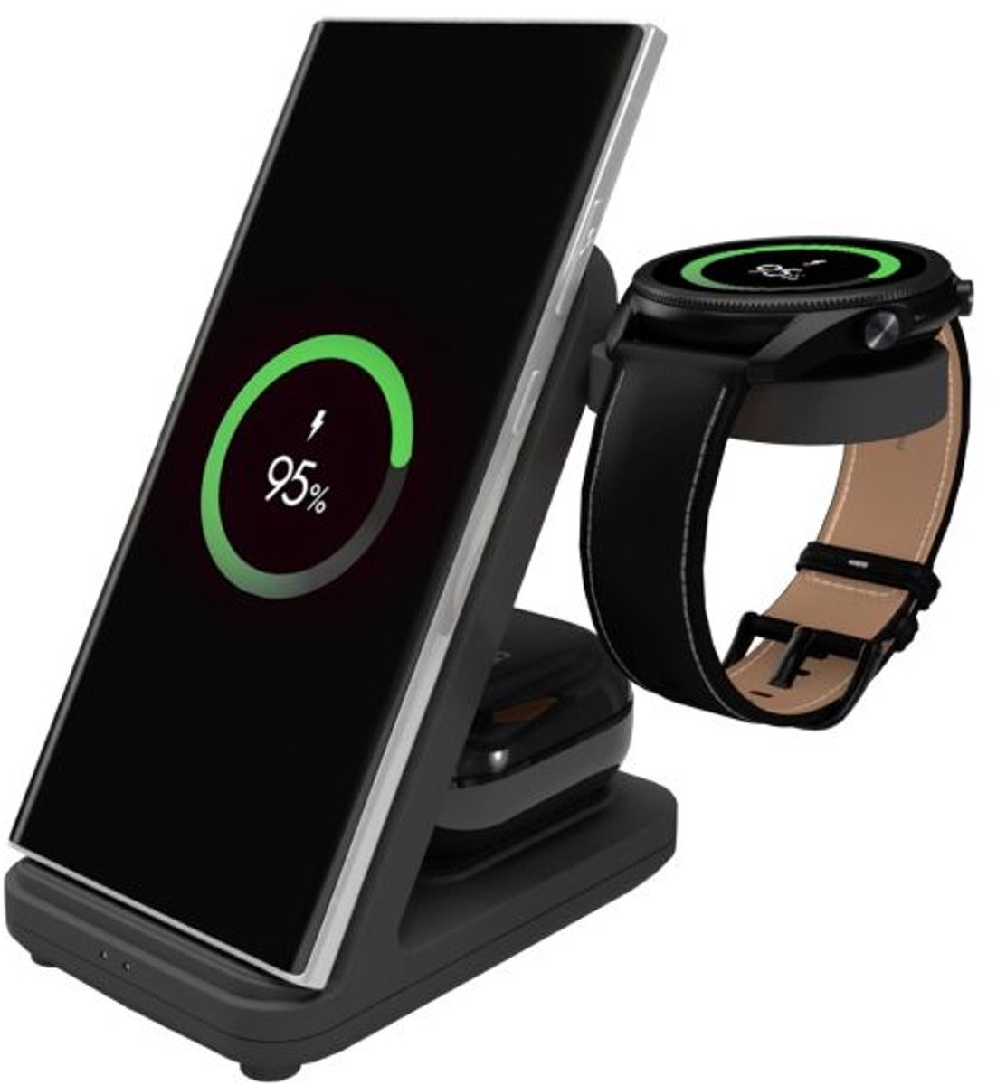FIXED 3in1 trådløs opladningsstation til Samsung Sort