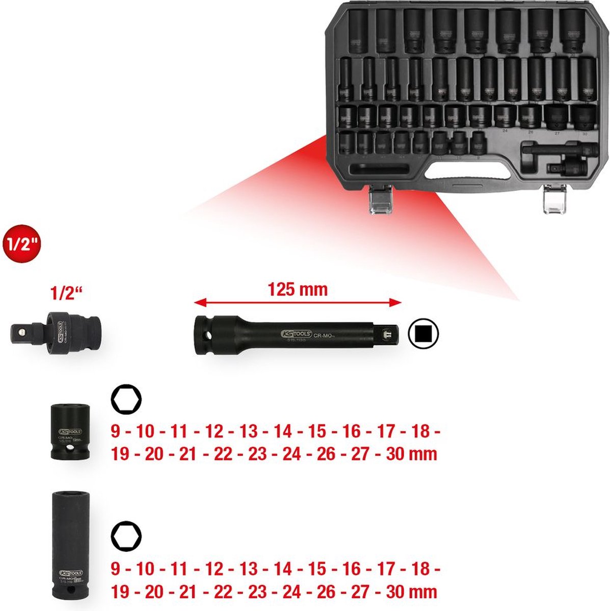 KS Tools 5150065 Set de douilles 1/2 (12.5 mm) 515.0065