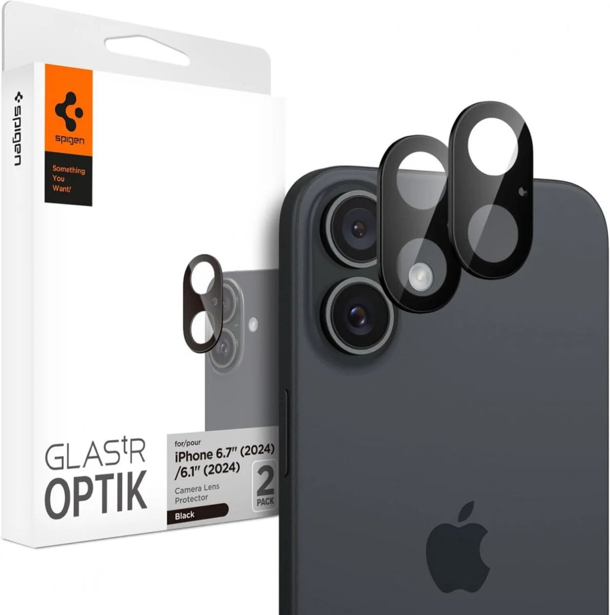 Spigen Glass tR Optik 2 Pack - black - iPhone 16/16 Plus