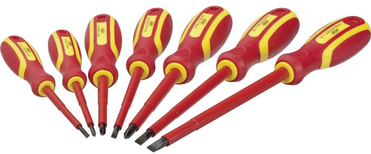 Vigor VDE Jeu de tournevis 7 pièces vis à fente, cruciforme Phillips