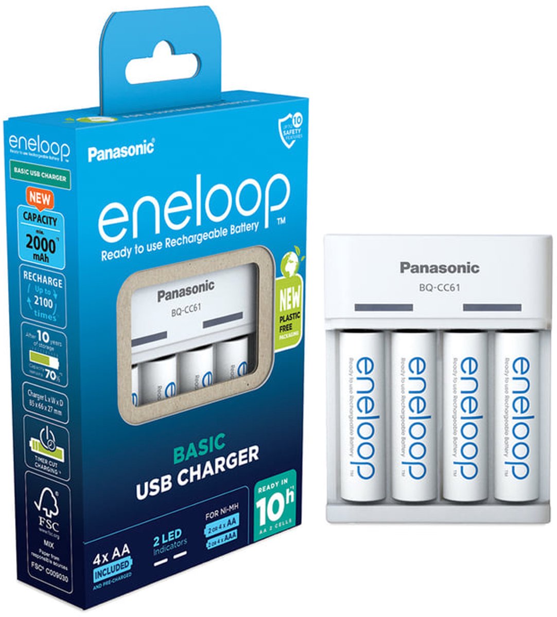 Panasonic eneloop Basic BQ-CC61 battery charger - 4 x AA type - NiMH