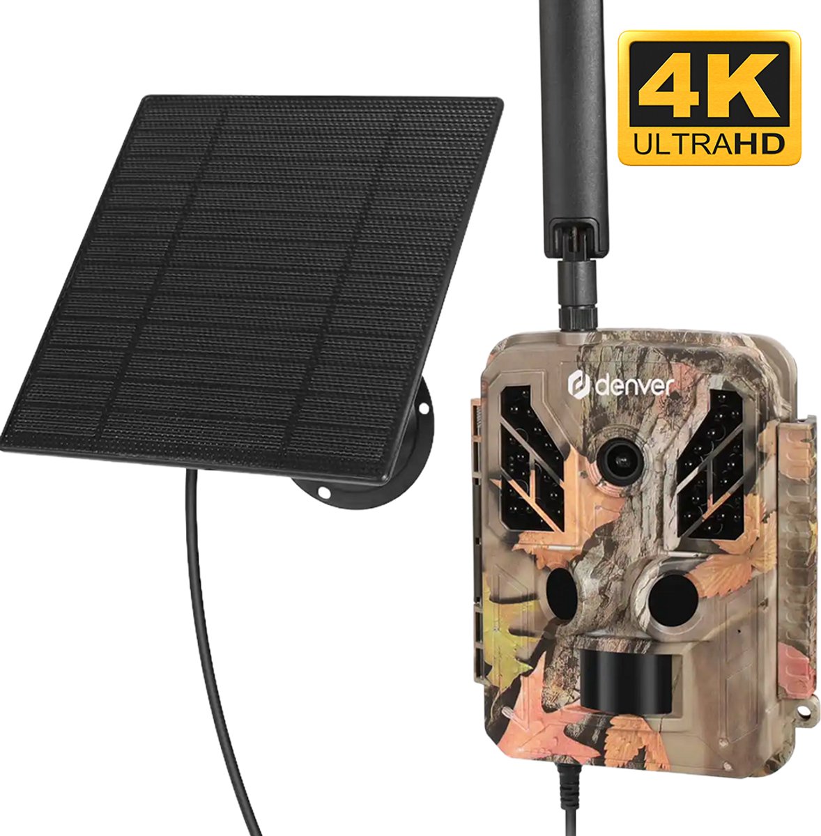 DENVER WSL-8050 - Wildlife camera with 8MP CMOS 4G to connect to Trail cam go application and 5W solar panel