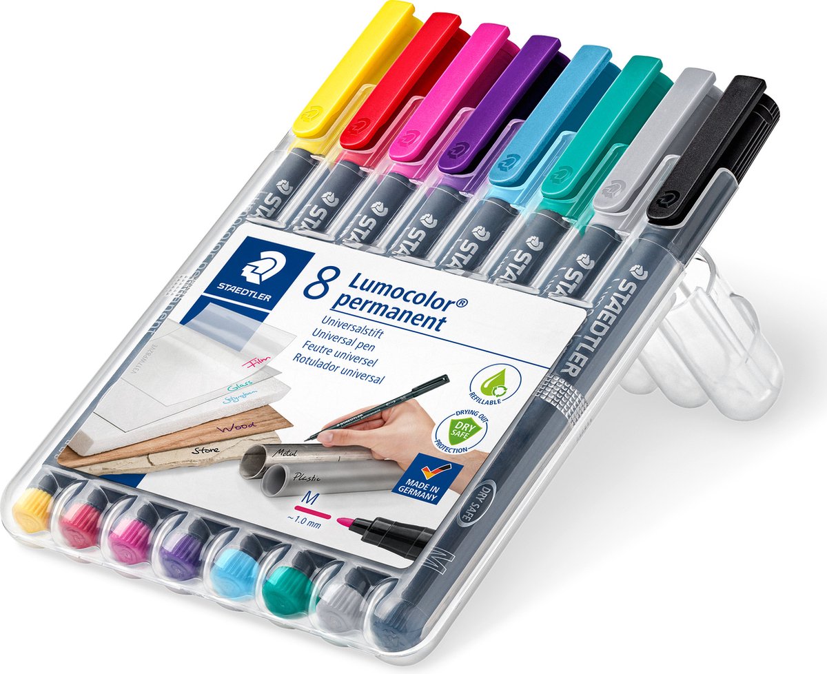 Staedtler Lumocolor Perm M 1,0mm 8 ass/boks