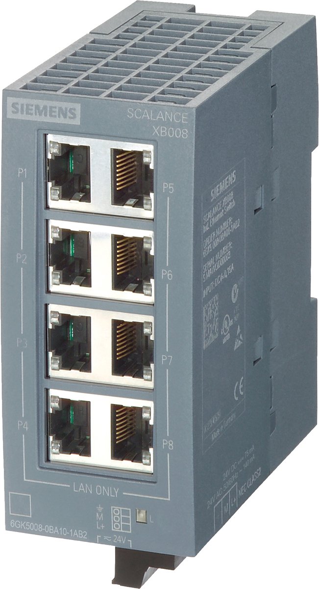 Siemens Scalance xb008 unmanaged industrial ethernet switch for 10/100 mbit/s