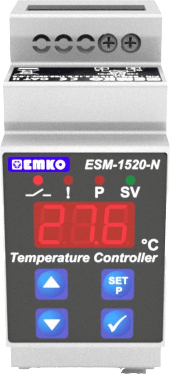 Emko ESM-1520-N.8.11.0.2/01.00/2.0.0.0 2 points et régulateur PID Régulateur de température Pt100 -50 à +400 °C Relais 5 A (L x l x H) 61.2 x 35 x 90 mm
