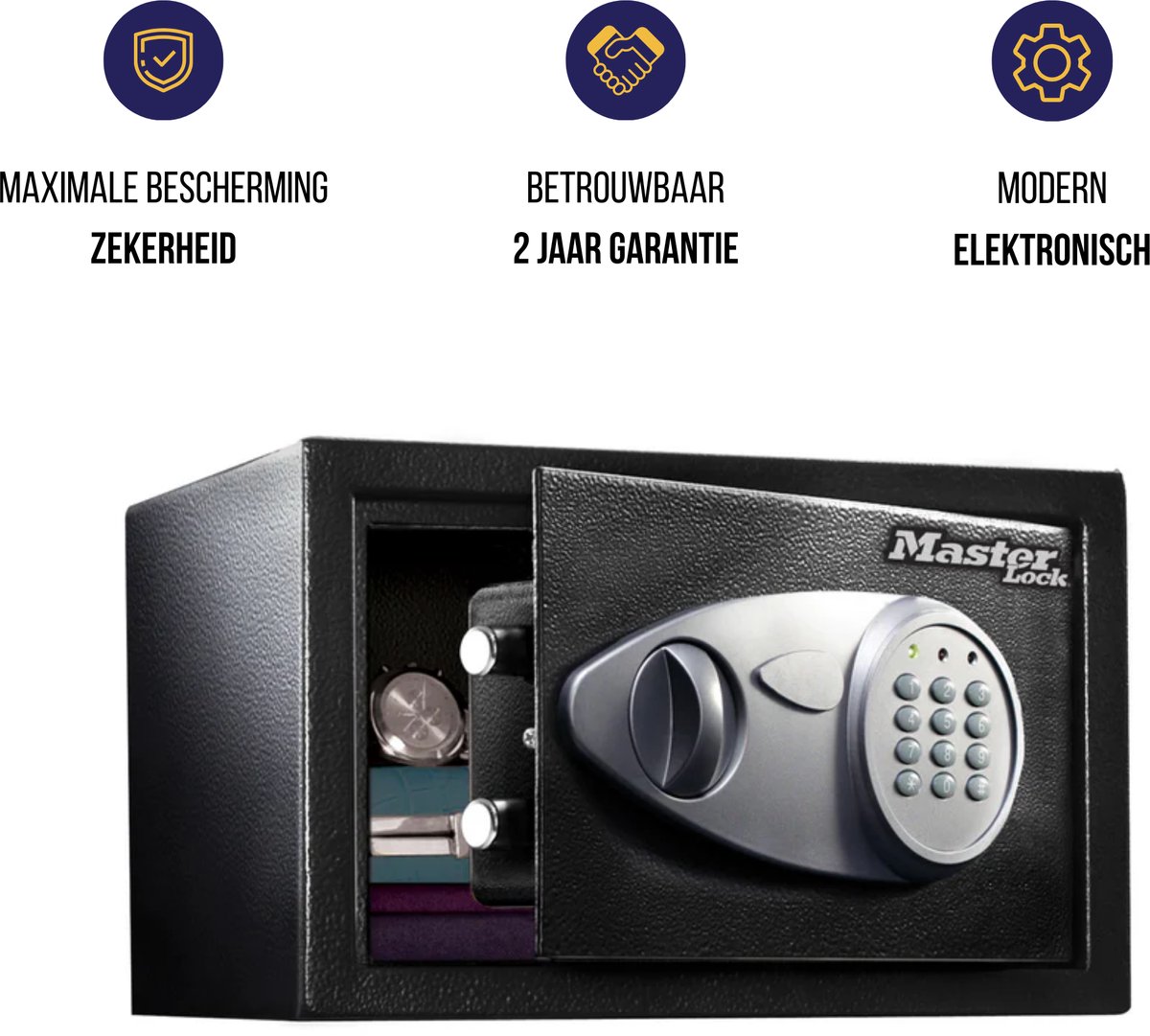 Master Lock P40024 X055ML Coffre-fort avec serrure à combinaison, avec serrure à clé