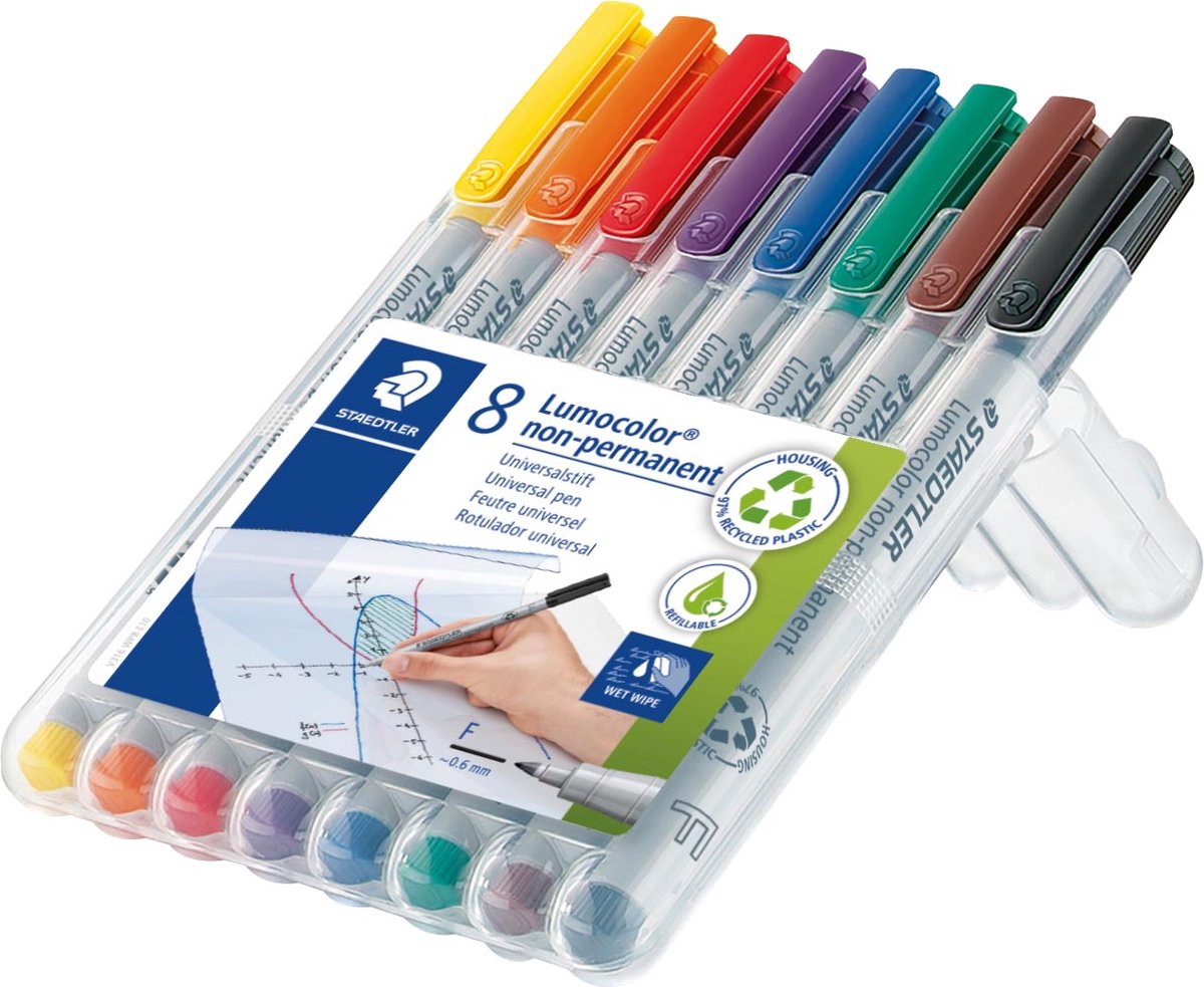 Staedtler Lumocolor Non-P F 0,6mm 8 ass/boks