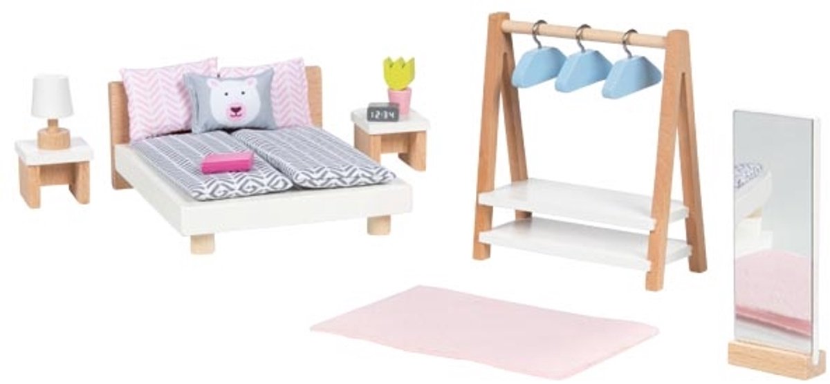 Goki Wooden Doll Furniture Bedroom 18pcs.