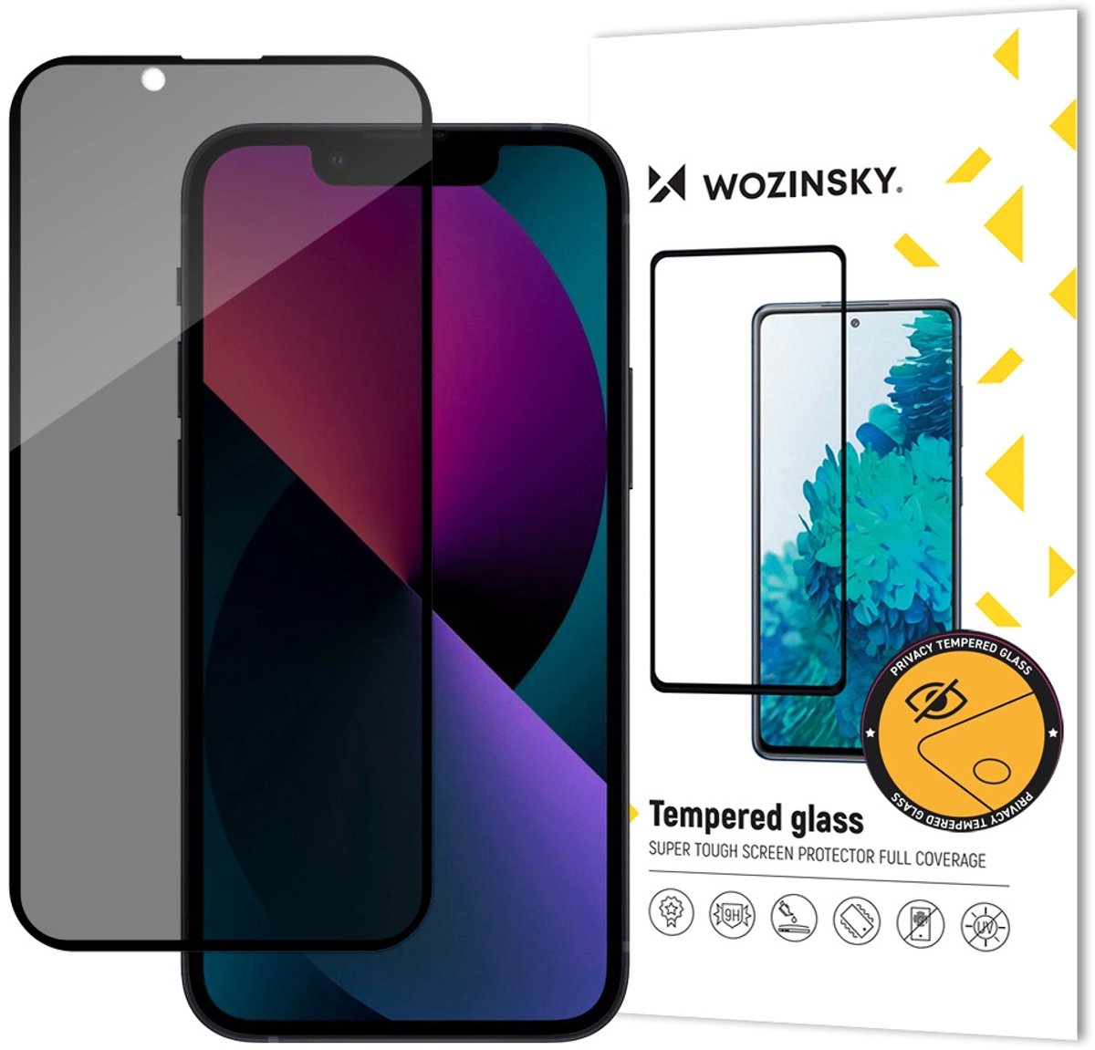 Wozinsky Privacy Glass hærdet glas til iPhone 17e / 16e / 14 m.fl.