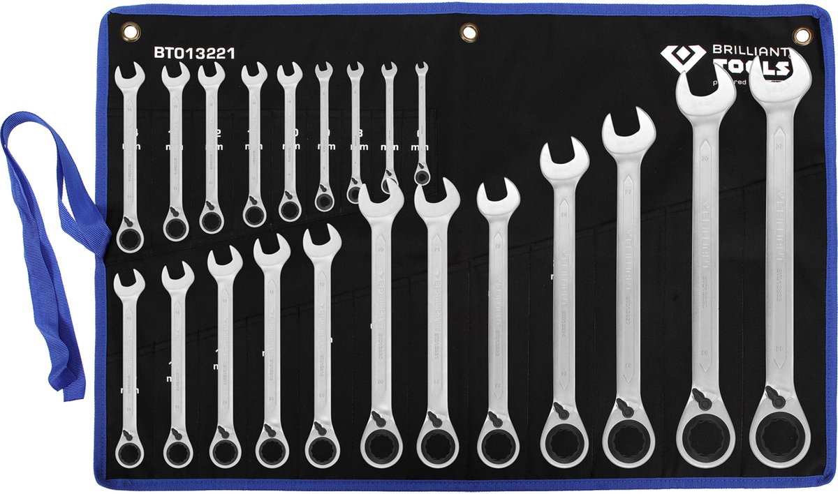 Brilliant Tools BT013221 BT013221 Jeu de clés à œil à cliquet Ouverture de clé (métrique) 8 - 53 mm