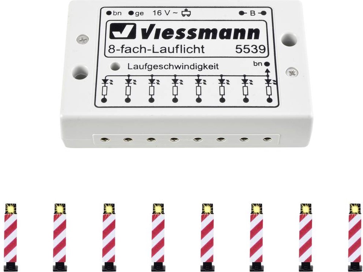 Viessmann Modelltechnik 5040 H0 jeu de 8 Rampe lumineuse davertissement avec circuit clignotant modèle fonctionnel