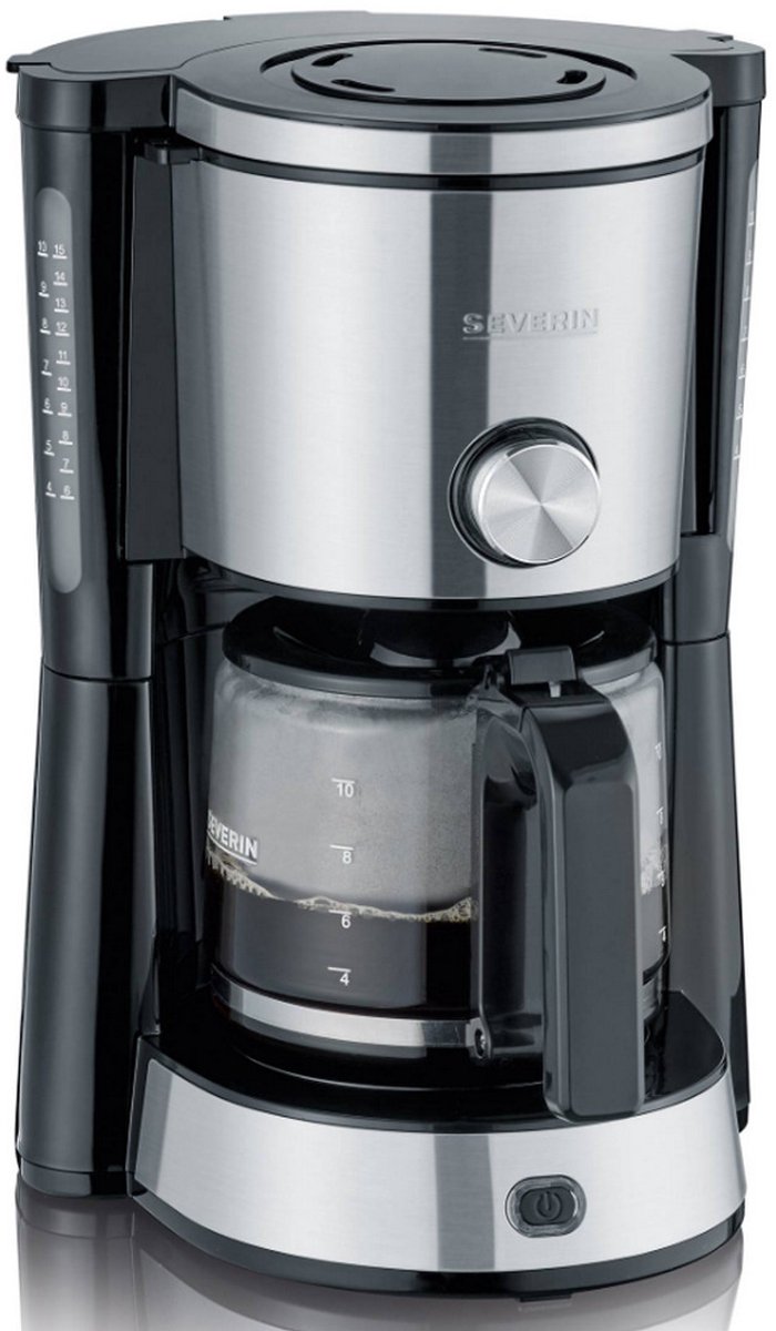 Severin KA 4825 TYPE SWITCH Cafetière acier inoxydable, noir Nombre de tasse=10 verseuse en verre