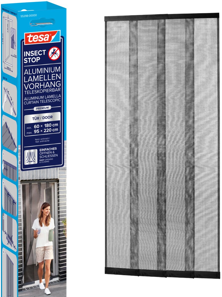 Moustiquaire de porte tesa 55298-00000-00 (l x H) 0.95 m x 2.20 m anthracite 1 pc(s)