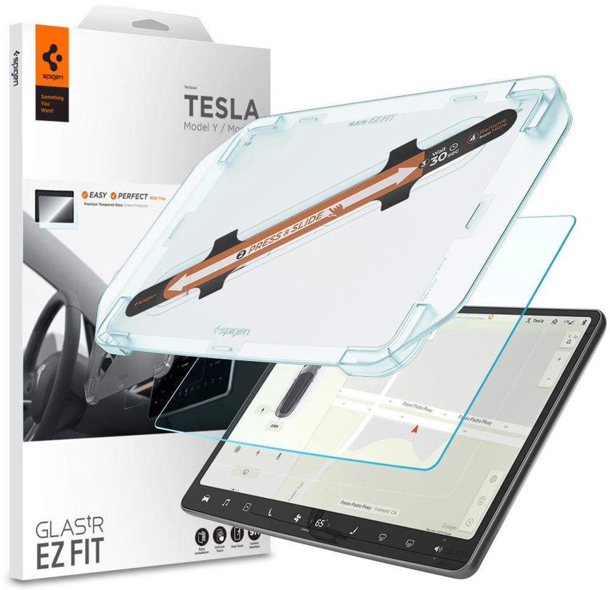 Spigen Tesla EZ Fit Anti Glare Screen Protector - Model Y/3
